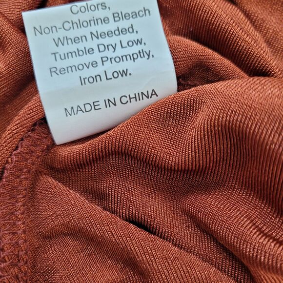 Women's  Slinky Knit Ruched Front Button Down Crop Top Brown Size Medium - Picture 10 of 12